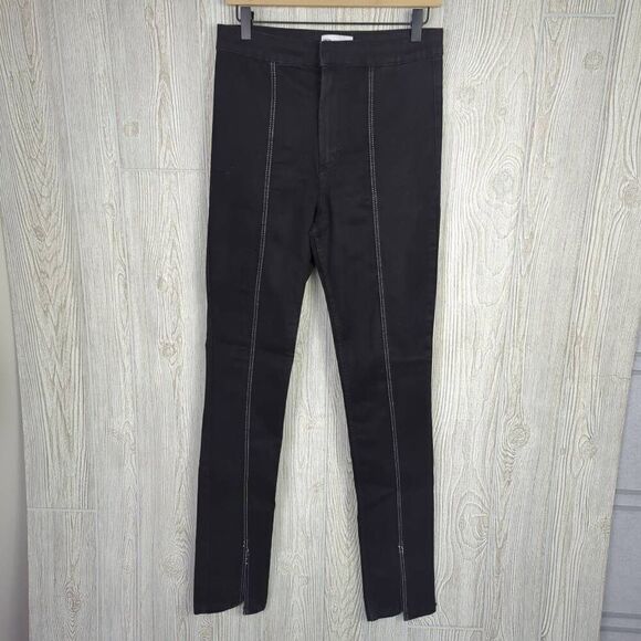 Zara Womens Size 8 Split Leg Denim Jeans Black Exposed Center Seams Zip Fly - Picture 1 of 9